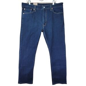 Levis 513 Slim Straight Jeans Mens 38x32 Dark‎ Indigo Blue Stretch Denim